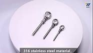 Ayunwei 5 Pcs 316 Stainless Steel Long Shoulder Eye Bolts Heavy Duty Threaded Eyebolts with Nuts (M6)