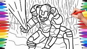 Iron Man Coloring Pages for Kids, How to Draw Iron Man in the Rain, Superheroe Drawing and Coloring