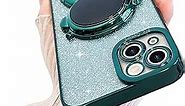 Compatible with iPhone 13 Mini Case Cute 3D Astronaut Stand Design Camera Protection Shockproof Soft Back Cover for Apple iPhone 13 Mini Phone Case Glitter Green