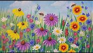 Wildflowers Acrylic Painting Tutorial LIVE Beginner Step by Step Flowers