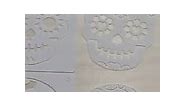 Day of the Dead Sugar Skull Stencils Templates, Hogoo 8Pack Reusable Plastic Halloween Cake Cookies Baking Painting Mold Tools, Card,Spraying,Window for Día de los Muertos Mexican Party Favor Supplies