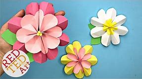 Easy Paper Flower DIY - 3D Spring Flowers DIY - Making Paper Flowers Step By Step