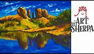 Learn to paint with Acrylic A Desert Landscape with Reflection Pallet knife | TheArtSherpa