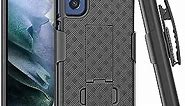Rome Tech Belt Clip Phone Case for Samsung Galaxy S21 FE 5G 6.4" (2022) [NOT for S21] Slim Heavy Duty Rugged Slide Hip Holster Cover with Kickstand Compatible with Galaxy S21 Fan Edition 5G - Black