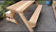 Folding picnic table made out of 2x4s