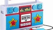 Mother Goose Club Sing Along Boombox with Microphone, Built in Music, Flashing Lights, Real Working Mic for Kids Karaoke Machine, Connects Mp3 Player Aux in Audio Device