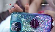 Silverback for iPhone 11 Pro Case with Ring, Moving Liquid Holographic Sparkle Glitter Case with Kickstand, Girls Women Bling Diamond Stand Protective Case for Apple iPhone 11 Pro 5.8'', Clear Silver