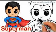 How to Draw Superman Man of Steel Cute step by step