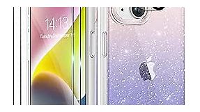 Compatible with iPhone 15 Plus Case Clear Glitter, [5 in 1] with 2X Screen Protector + 2X Camera Lens Protector, [Non-Yellowing] Sparkly Shockproof Hard Phone Case for Women 6.7", Gradient