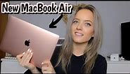 UNBOXING NEW *ROSE GOLD* MACBOOK AIR | First impressions & Review