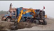 Transporting Heavy Equipment Hitachi 100W 💥 Working Operator Loading Tata Dumptruck