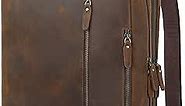TIDING Leather 15.6" Laptop Backpack Convertible Business Briefcase Crossbody Shoulder Messenger Bag, Brown