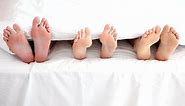 Feet of Barefoot Family on Bed Under Covers Stock Footage - Video of house, bedtime: 297394532
