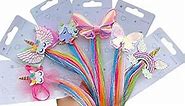 KYNLEY 6 Colored Rainbow Hair Extensions for Kids Unicorn Hair Clips for Little Girls 16Inch Colorful Kids Hair Extensions for Girls Toddler Crazy Hair Day Accessories Ponytail Extension