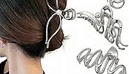 HAIMEIKANG 4 PCs Metal Hair Claw Clips for Women - Irregular Large Hair Clips for Thick Hair Thin Hair Non-Slip Hair Styling Accessories for Women Girls （Silver Hair Clips）