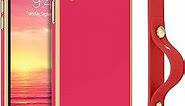 VENINGO iPhone XR Case, Phone Cases for iPhone XR, Slim Fit Soft TPU Rubber with Adjustable Wristband Kickstand Scratch Resistant Shockproof Protective Cover for Apple iPhone XR 6.1 Inch, Hot Pink