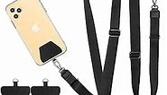 Doormoon Phone Lanyard, Universal Adjustable Neck Straps for Phone Case Keys ID Badges Compatible for iPhone 14 Pro Max, Samsung, Motorola, LG & Most Smartphones, 2 Pack,Black Black