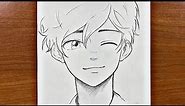 Easy anime sketch | how to draw cute anime boy