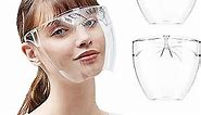 Face Shield, 2 Pack Clear Full Face Protective Safety Shields with Glasses Frame and 4 Sizes Nose Bridges for Men Women Kids