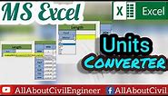 How to Make Units Converter in Excel Sheet | Drop Down List | Easy Way | All About Civil Engineer