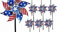 Hausse 10 Pack Reflective Pinwheels Patriotic Decorations, American Flag on Stick Wind Spinner with Stake for Independence Day, Memorial Day July of 4th Party Supplies, Scare Birds Repellent Devices