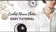 Crochet Flower Choker Necklace Easy Tutorial DIY