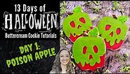How to Decorate Buttercream Poison Apple Cookies [Halloween Cookie Decorating Tutorial]