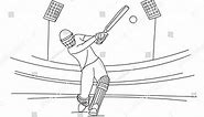 Concept Batsman Playing Cricket Championship Line Stock Vector (Royalty Free) 1370968433 | Shutterstock