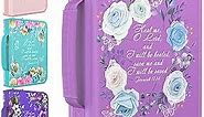 Bible Covers for Women Large Medium Size by DEHITE - Bible Case Carrying Bag Fits Book 10.1 x 7 x 1.9 Inches - Lilac Floral Bible Holder With Pockets - Christian Confirmation Recovery Gift Accessories