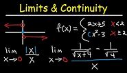 One Sided Limits, Graphs, Continuity, Infinity, Absolute Value, Squeeze Thereom - Calculus Review