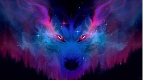Cosmic Wolf Howling live 4k wallpaper HD.