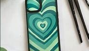 I painted the aesthetic green heart as a phone case cover 😍 #diyphonecase #acrylicpainting #iphone13