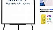 VIZ-PRO Magnetic Whiteboard Easel Black, 36 x 24 Inches, Portable Dry Erase Board Height Adjustable for School Office and Home