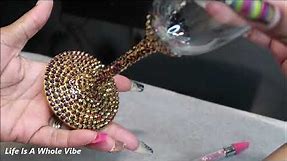 DIY GOLD RHINESTONE BLING TOASTING FLUTES CHAMPAGNE GLASSES- 50TH WEDDING ANNIVERSARY GIFT
