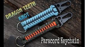 HOW TO MAKE DRAGON TEETH KNOT PARACORD KEYCHAIN WITH CARABINER / SNAPHOOK , EASY PARACORD TUTORIAL.