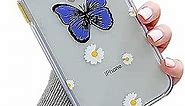 SUYACS iPhone XR Case Cute Flower Daisy Animal Butterfly Full Camera Lens Protection iPhone XR Phone Cases for Women Girls Soft TPU Clear Floral Shockproof Bumper 6.1 Inch (A Purple Butterfly)