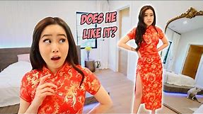 Trying On Traditional Chinese Dresses From WISH For My Chinese Fiance *he's uncomfy