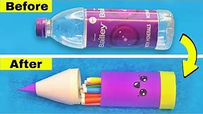 DIY Pencil box with water bottle || How to make cute pencil box from water bottle