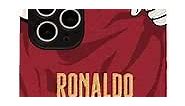 Slrioks Ronaldo Jersey Phone Case Creative Soccer Case for iPhone 15 Pro Thin Soft Imitation Leather Shockproof