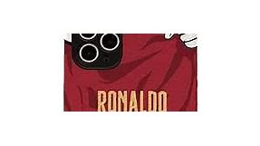 Slrioks Ronaldo Jersey Phone Case Creative Soccer Case for iPhone 14 Pro Max Thin Soft Imitation Leather Shockproof