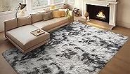 Ophanie 8x10 Area Rugs for Living Room, Large Shag Bedroom Carpet, Tie-Dyed Grey&White Big Indoor Thick Soft Nursery Rug, Fluffy Carpets for Boy and Girls Room Dorm Home Decor Aesthetic