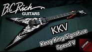 B.C. Rich KKV Kerry King Signature Speed V White Tribal Korea Neck Through 4K guitar close up video