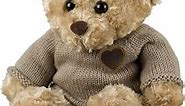 Perfect Memorials Large Teddy Bear Cremation Urn (Tan, 15 Cu/in) - Beautiful Memorial Bear Keepsake for Lost Pet, Human Ashes/Red Fabric Heart/Made with Care