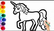 2 Unicorns cute: Drawing, painting and coloring for kids and toddlers: let's draw