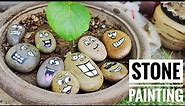 DIY Stone Painting | How To Paint Funny Faces On Stones | Easy Stone Painting For Beginners
