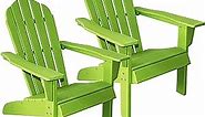 Essential Adirondack Chair Set of 2, All Weather Plastic Outdoor Chairs for Fire Pit, Campfire, Patio, Porch, Comfortable Seat for Long Relaxation, Up to 300 lb Capacity - Green