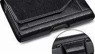 ACCKUO Leather Phone Holster Men Belt for iPhone Pro 12 13 14 15, Cell Phone Belt Holder S23 S22 S21, Black, L
