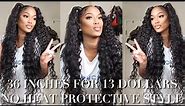 INEXPENSIVE 36 INCH CURLY HAIR 13$ BUDGET : How to Quick Weave Half Up Half Down | Protective Style