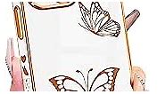 Petitian for iPhone 14 Case, Cute Women Girls Gold Butterflies Designed Phone Cases for iPhone 14, Girly Gold Plating Phone Cover for 14 with Camera Protection White