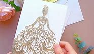 5.12 x7.28 inch 50PCS Gold Glitter Quinceanera Invitations Kit Laser Cut Hollow Girl Princess Pocket with Envelopes Quinceanera Invitations for Quinceanera Bridal Shower Invite